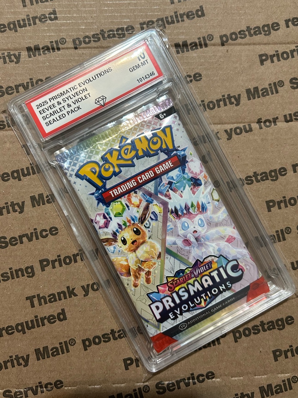 10 GEM-MT Pokemon TCG Prismatic Evolutions "Eevee x Sylveon" Graded Sealed Pack - Picture 3 of 4